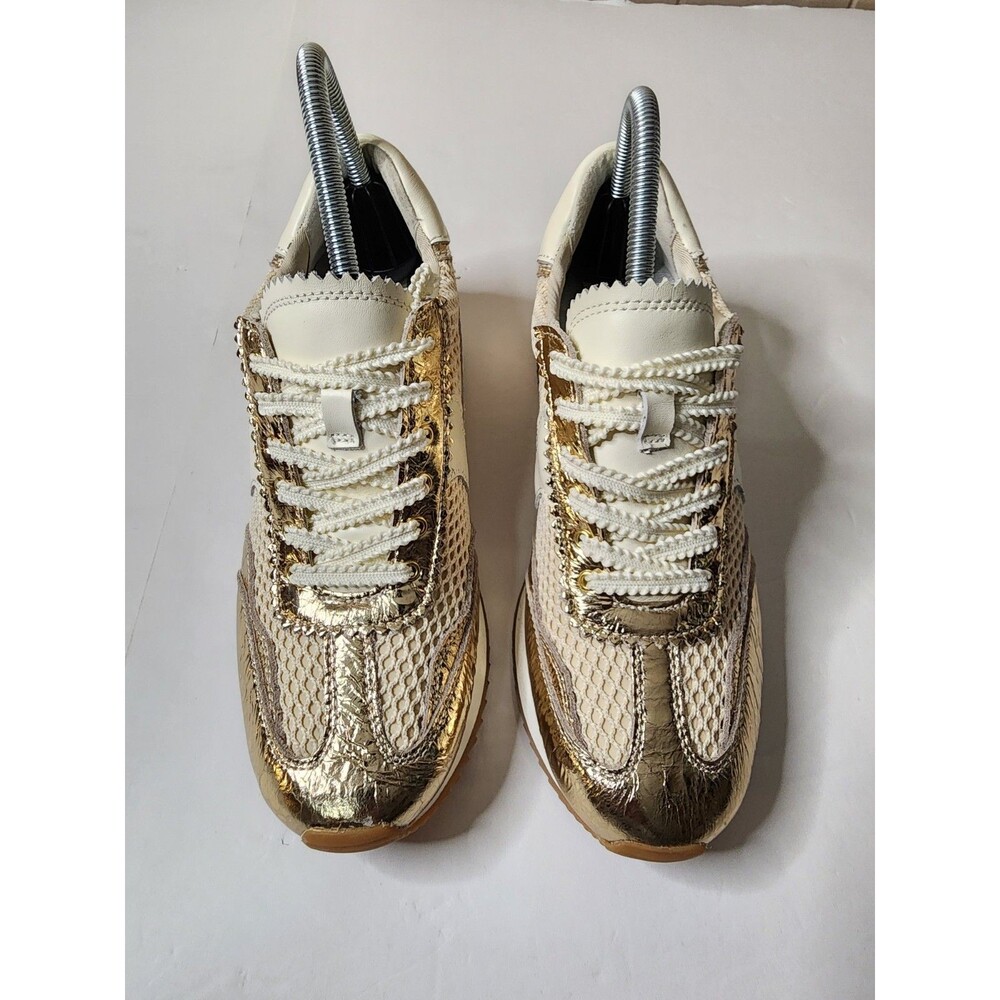 Dolce Vita B. NTCD Mesh Sneakers Womens 9 Gold Ivory Woven Mesh Sporty Glam